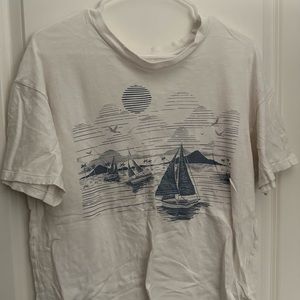 american eagle white sail boat tee